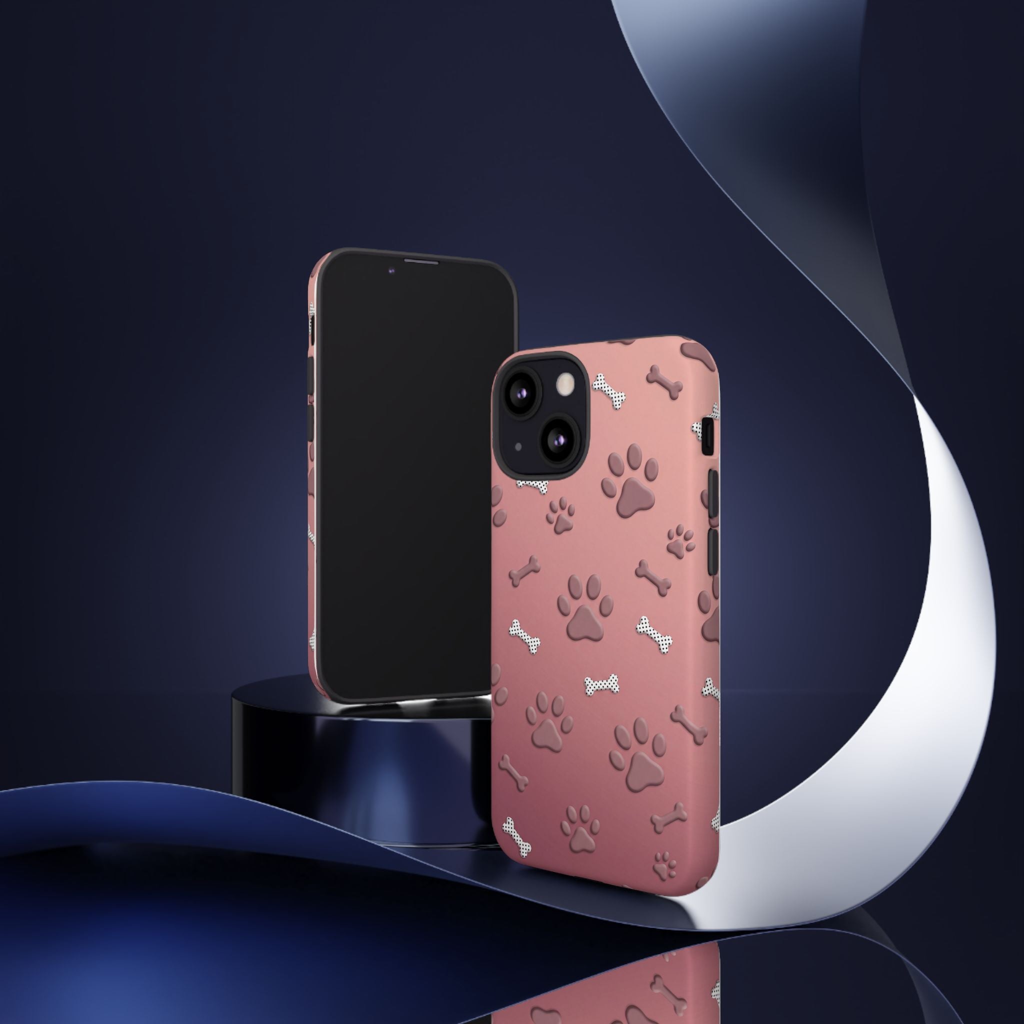 iPhone & Samsung Phone Case | Paw Print & Bone  | Dusty Rose Pattern Case for Frenchie Lovers