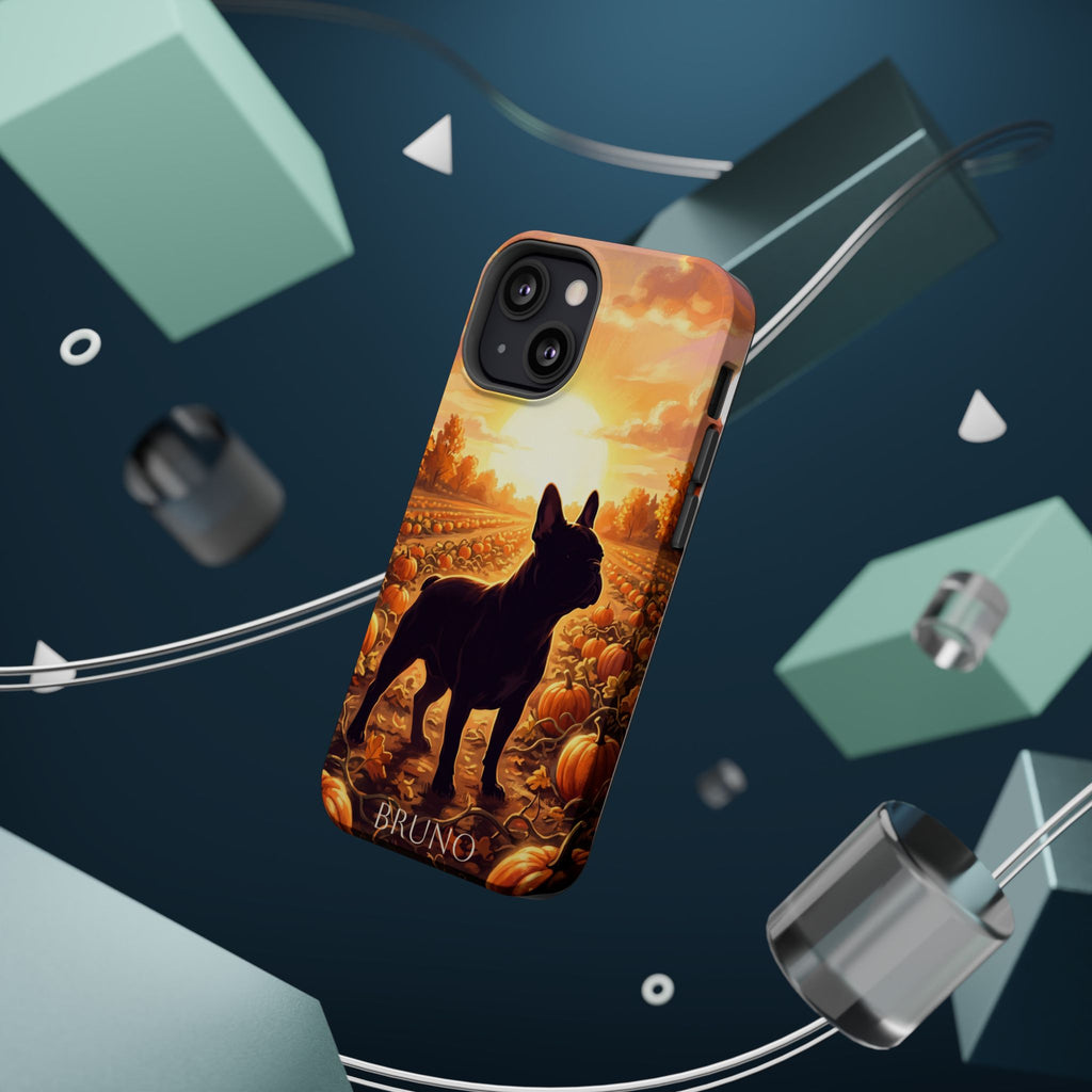 Personalized French Bulldog Pumpkin Patch Phone Case — Wireless Charging Cover
