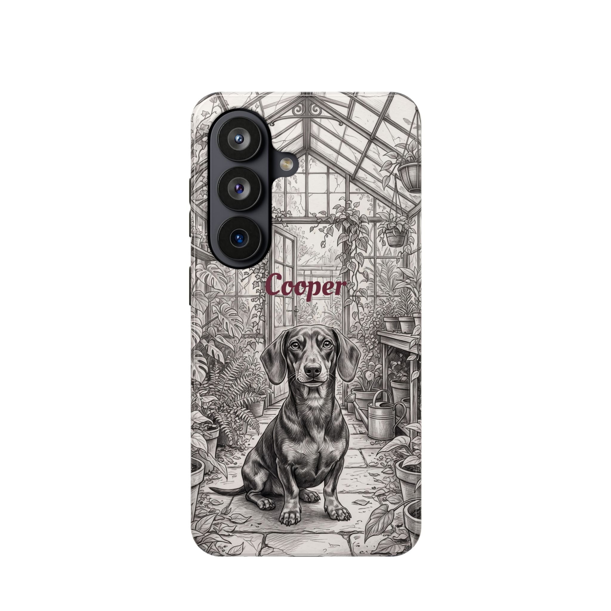 Personalized Dachshund Vintage Greenhouse Phone Case — Wireless Charging Cover