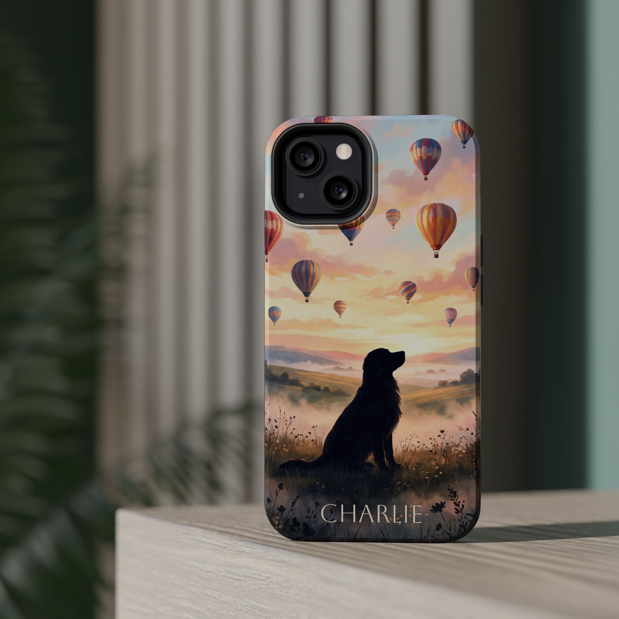 Personalized Golden Retriever Hot Air Balloon Phone Case — Wireless Charging Cover