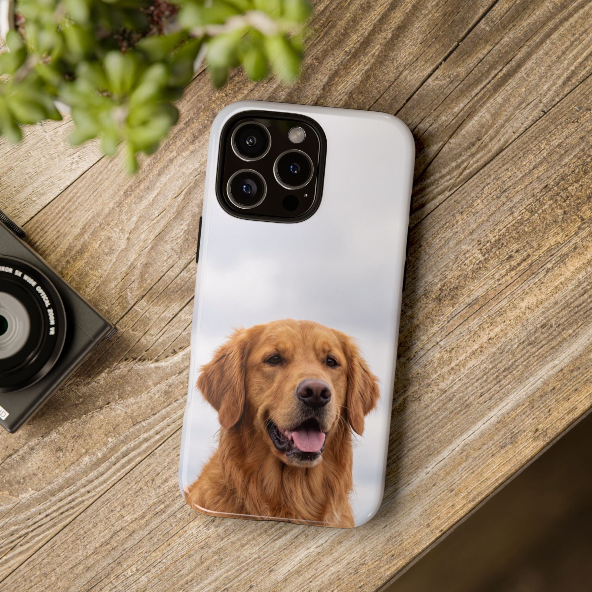 Golden Retriever Portrait Phone Case | Happy Dog Photo on Soft Sky Background | Samsung & iPhone