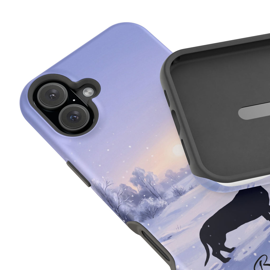 Personalized Dachshund Winter Snow Phone Case — Wireless Charging Cover