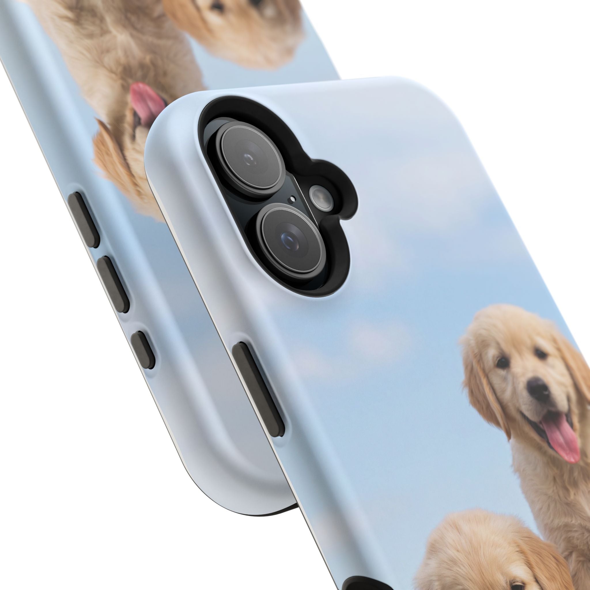 Golden Retriever Puppy Duo Phone Case — Impact-Resistant Wireless Charging Cover