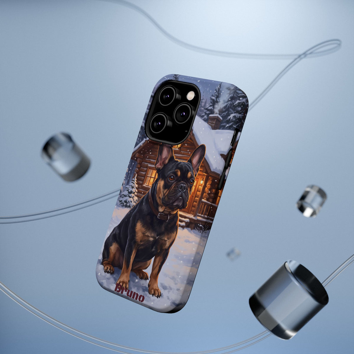 Personalized French Bulldog Cozy Cabin Phone Case — Wireless Charging Cover