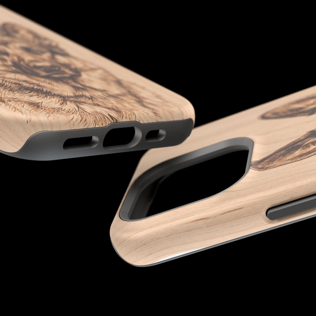 German Shepherd Phone Case | Pyrography Art — Tough Magnetic Case with Wireless Charging
