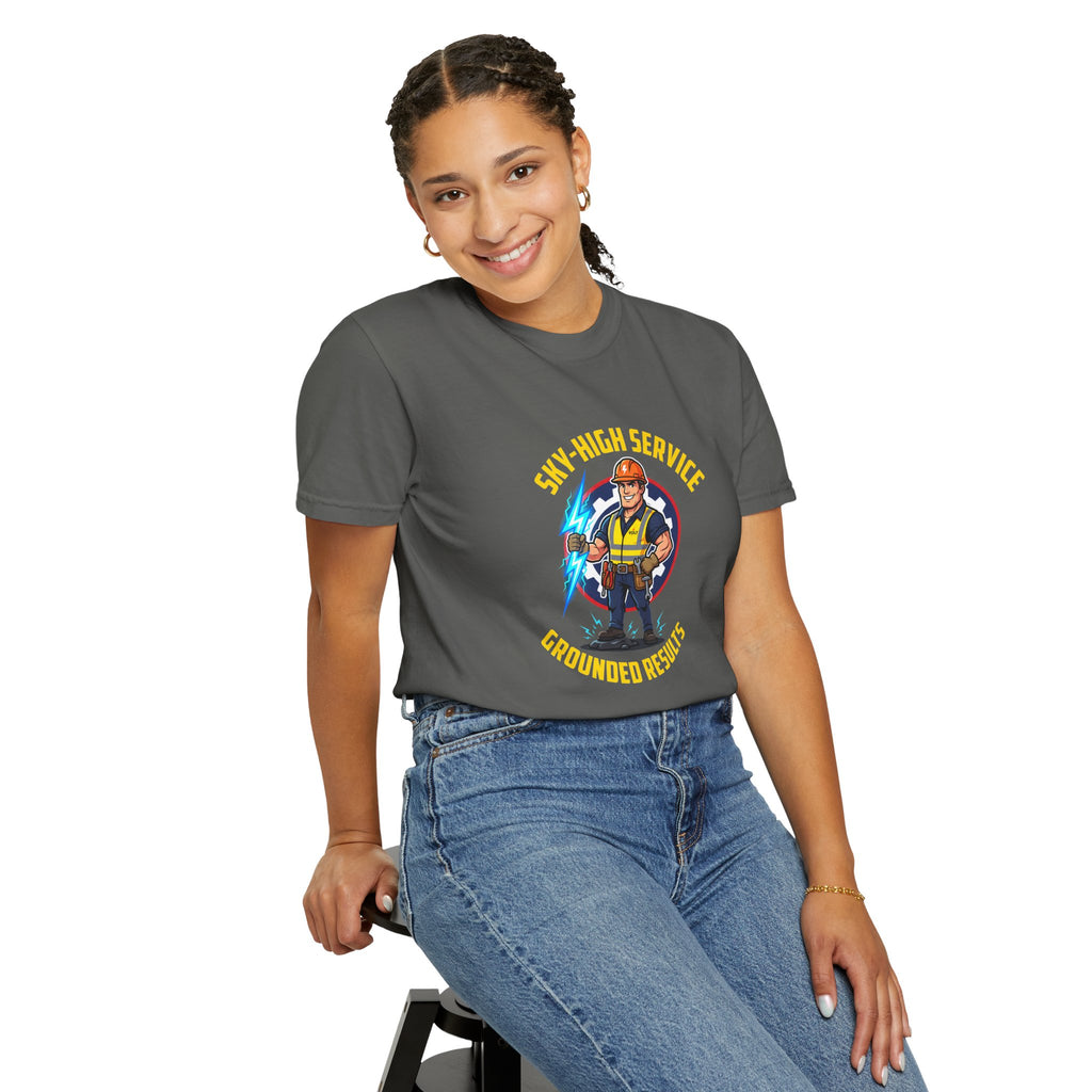 Sky-High Service Grounded Results Electrician T-Shirt