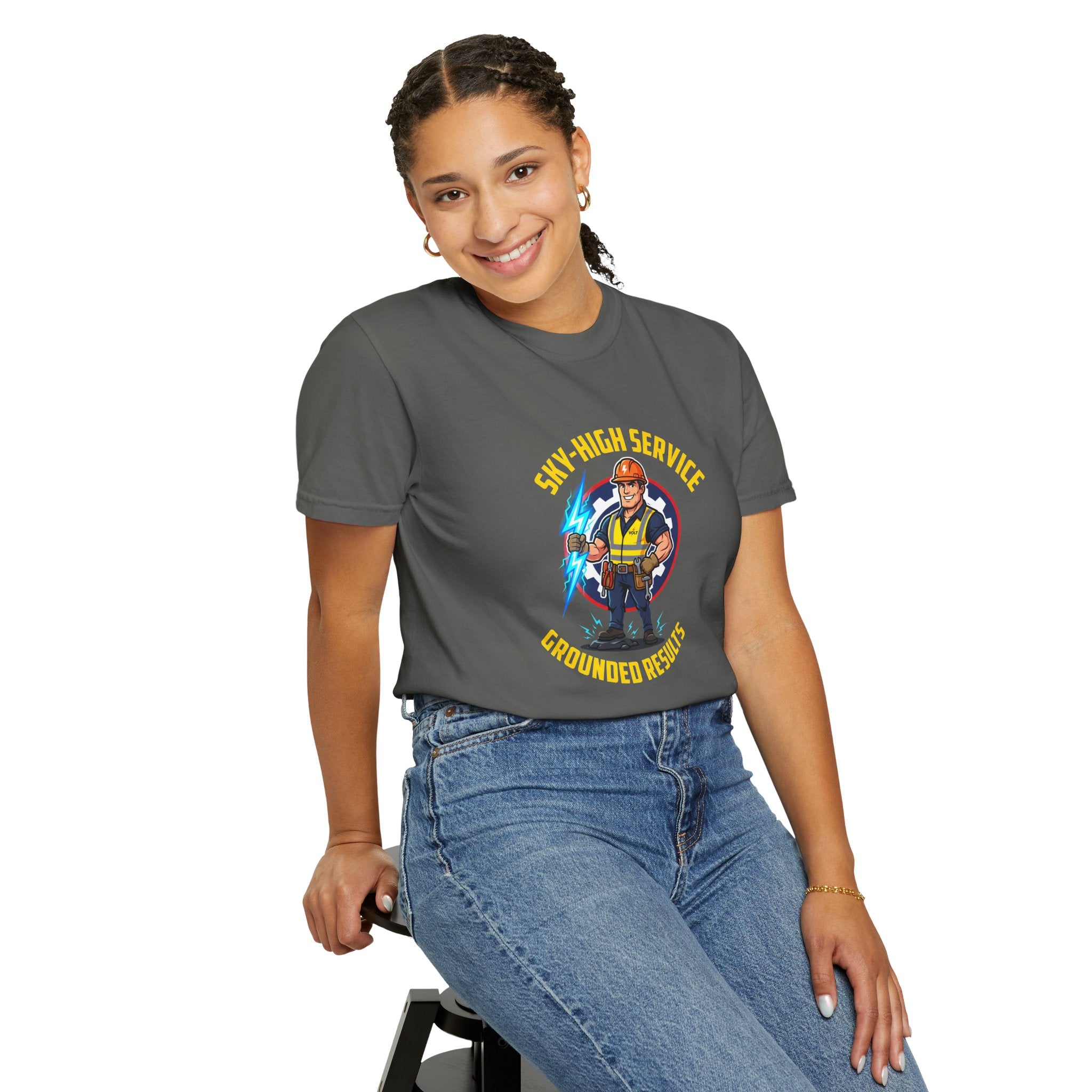 Sky-High Service Grounded Results Electrician T-Shirt