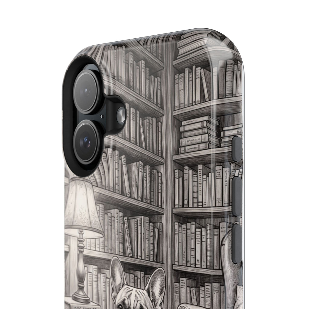 Personalized French Bulldog Library Study Phone Case — Wireless Charging Cover