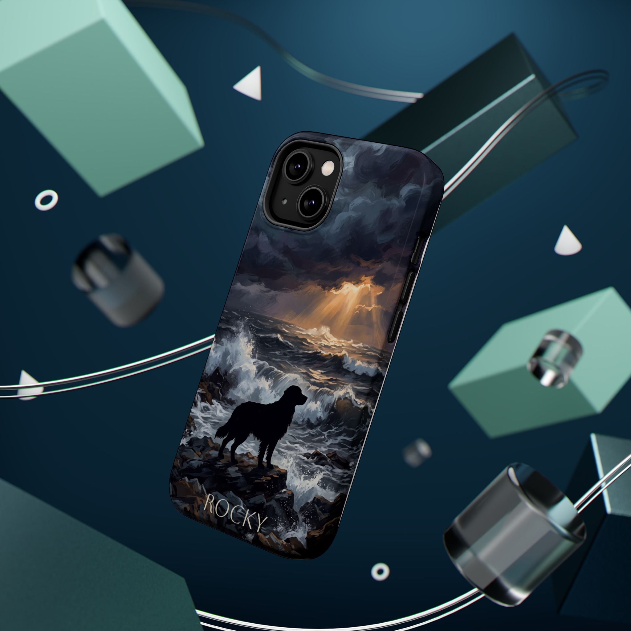 Personalized Golden Retriever Stormy Sea Phone Case — Wireless Charging Cover
