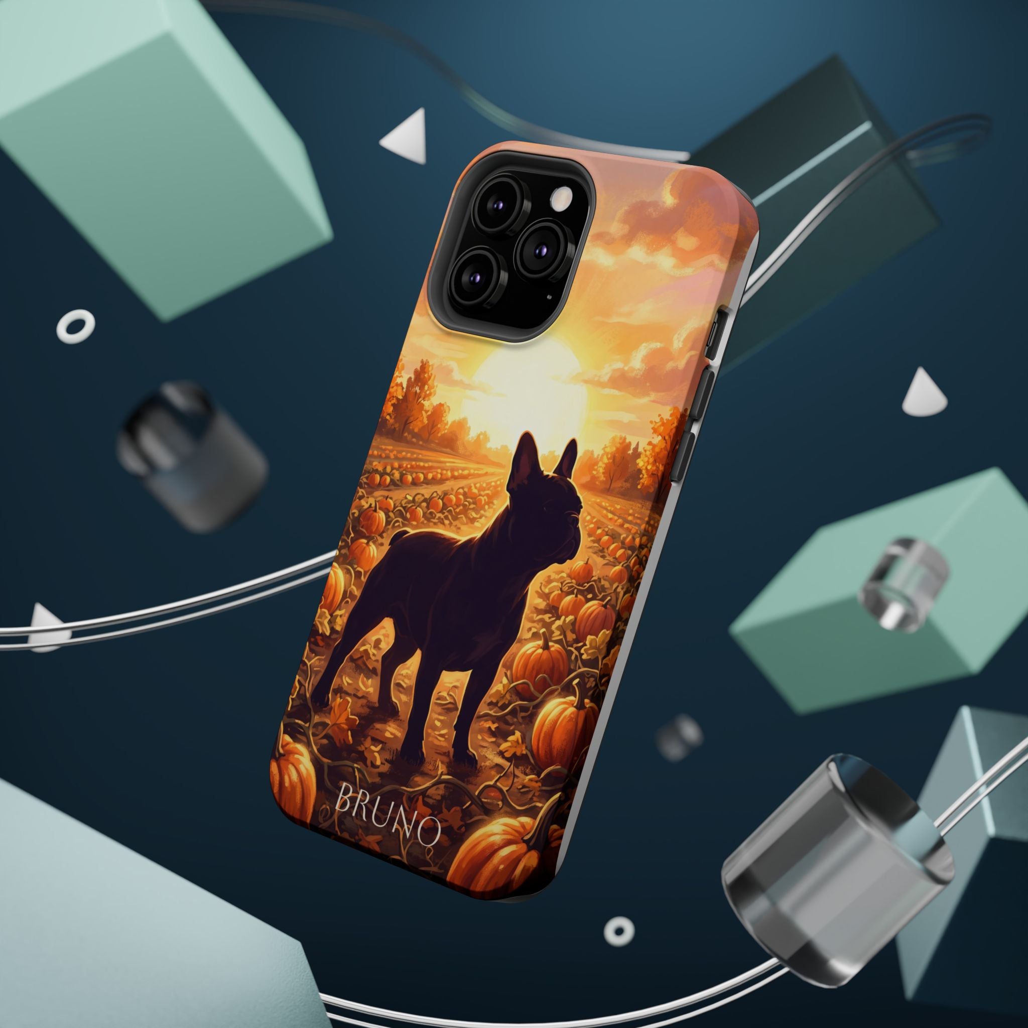 Personalized French Bulldog Pumpkin Patch Phone Case — Wireless Charging Cover