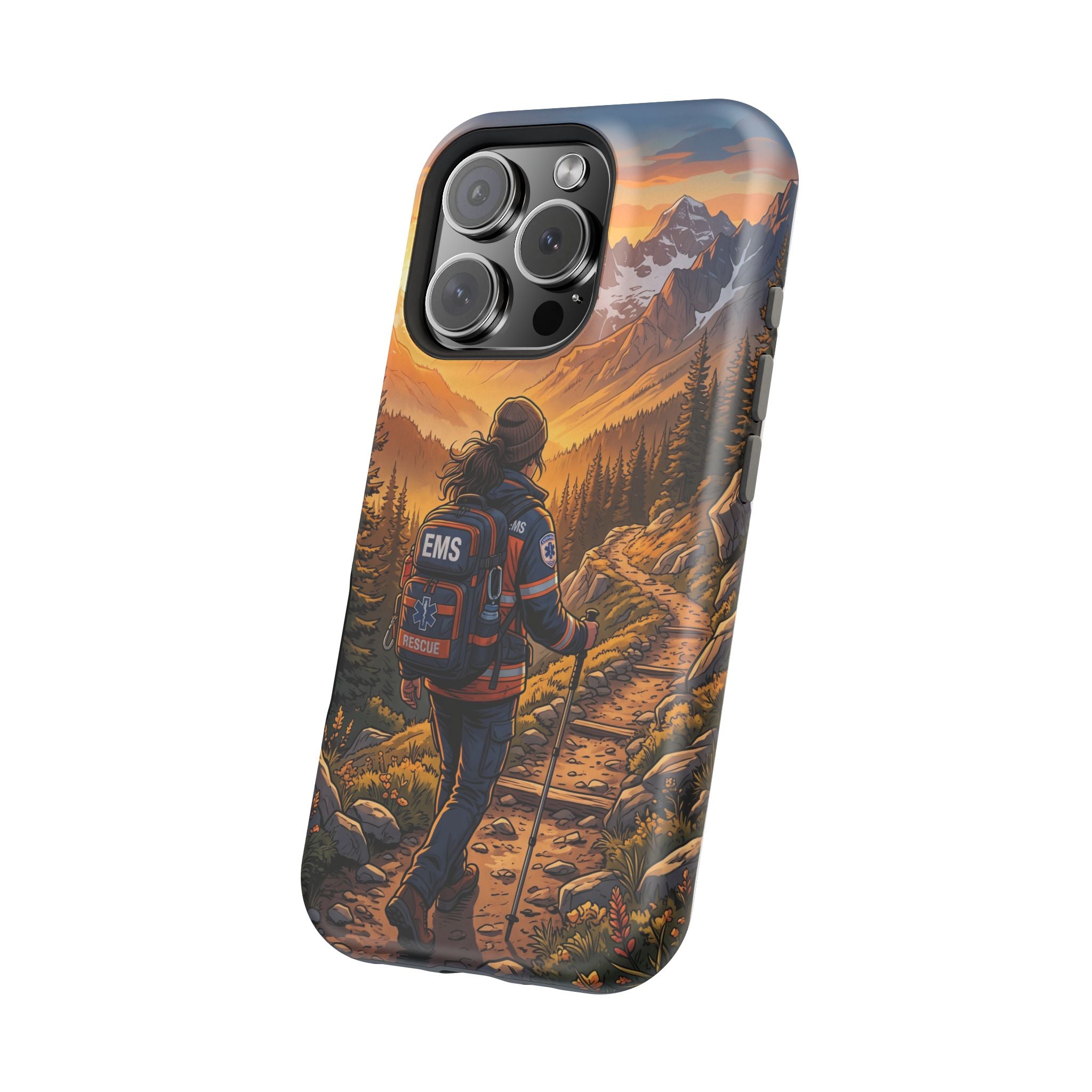 Paramedic/EMT Mountain Phone Case — Magnetic Wireless Charging Cover