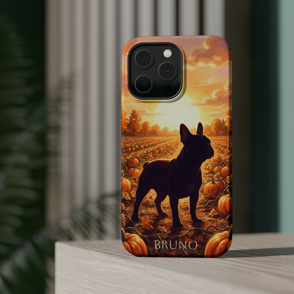 Personalized French Bulldog Pumpkin Patch Phone Case — Wireless Charging Cover