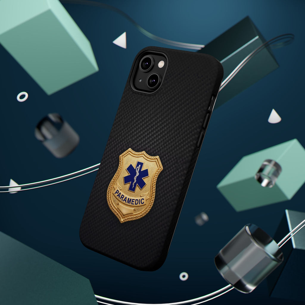 Gold Paramedic Badge Black Phone Case — Magnetic Wireless Charging Cover