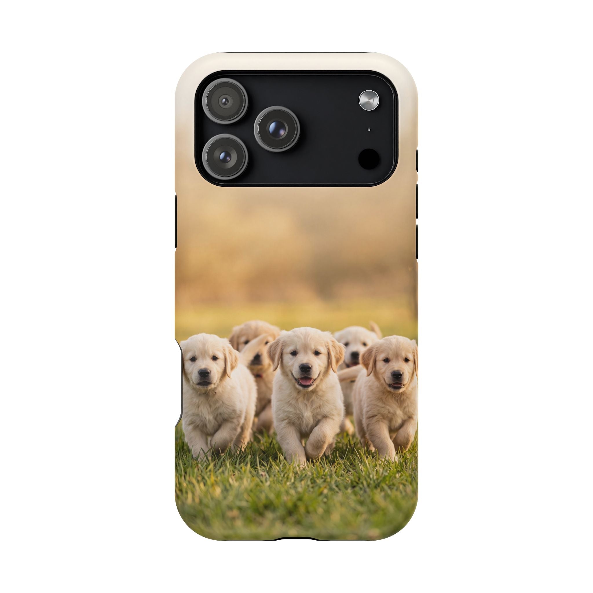 Golden Retriever Puppies Phone Case — Impact-Resistant Wireless Charging Cover