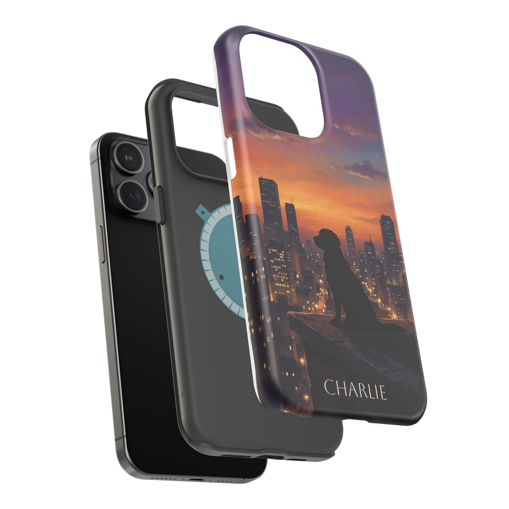 Personalized Golden Retriever City Skyline Phone Case — Wireless Charging Cover