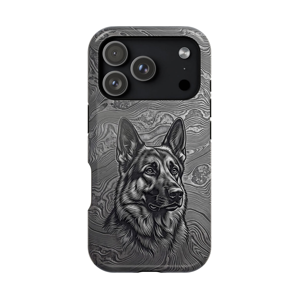 German Shepherd Phone Case | Damascus Art — Tough Magnetic Case with Wireless Charging