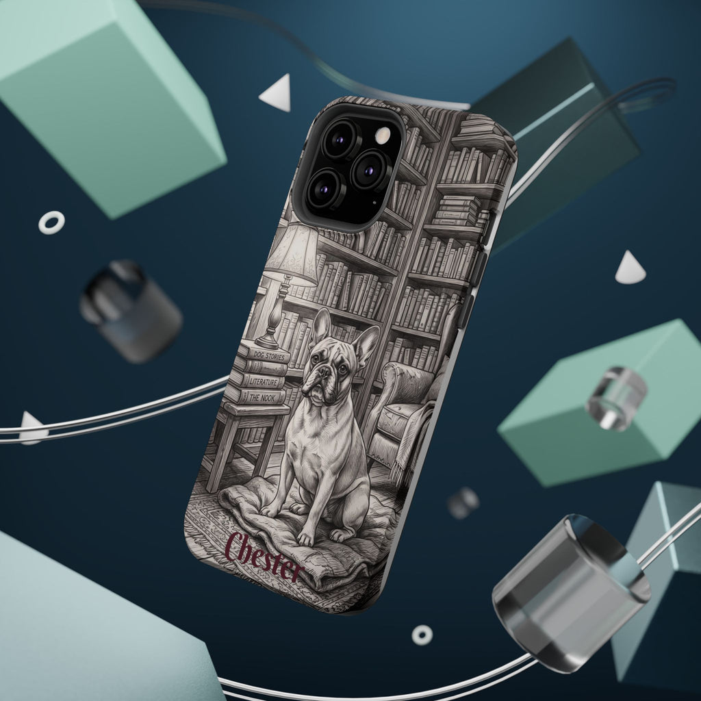 Personalized French Bulldog Library Study Phone Case — Wireless Charging Cover