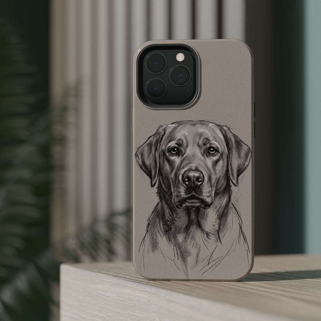 Charcoal Sketch Labrador Phone Case — Tough Magnetic Case with Wireless Charging