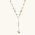 Golden Pearl Lariat Necklace