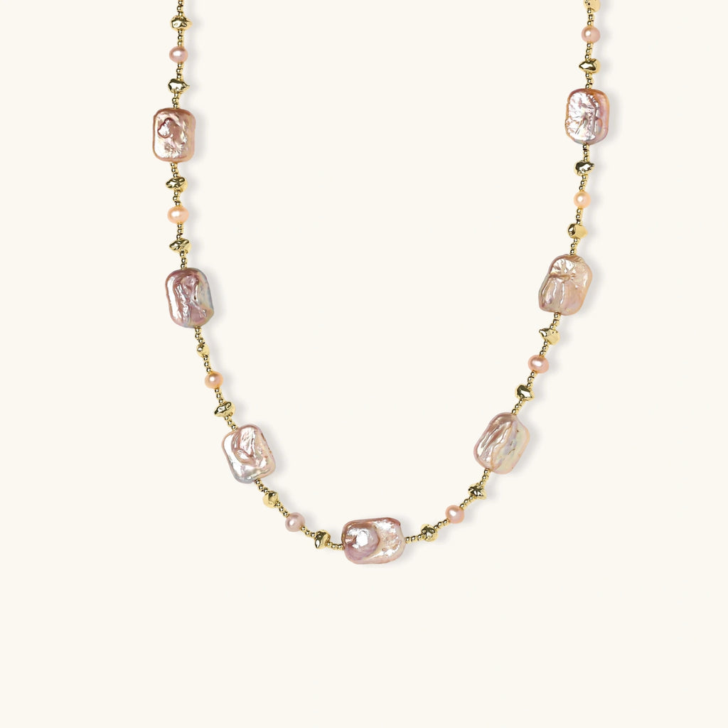 Iridescent Pearl Chain Necklace
