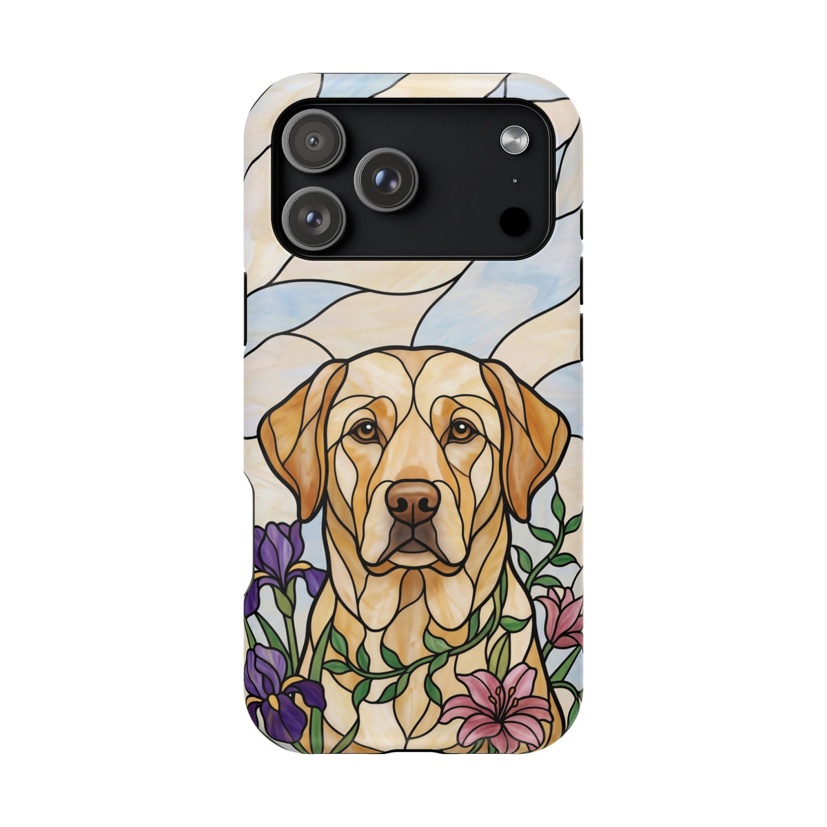 Floral Stained Glass Labrador Phone Case — Tough Magnetic Case with Wireless Charging
