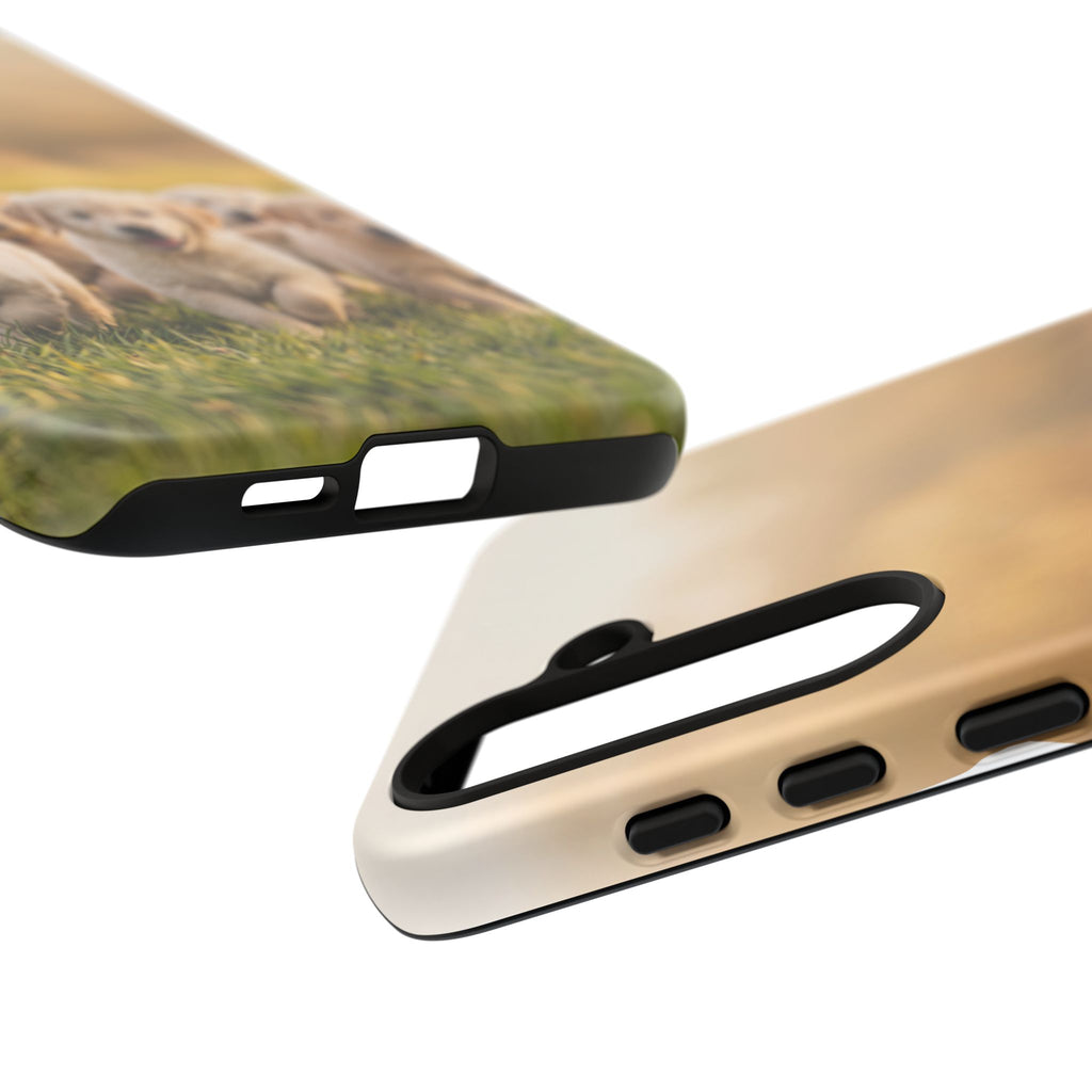 Golden Retriever Puppies Phone Case | Playful Puppy Pack Running in Grass | iPhone & Samsung