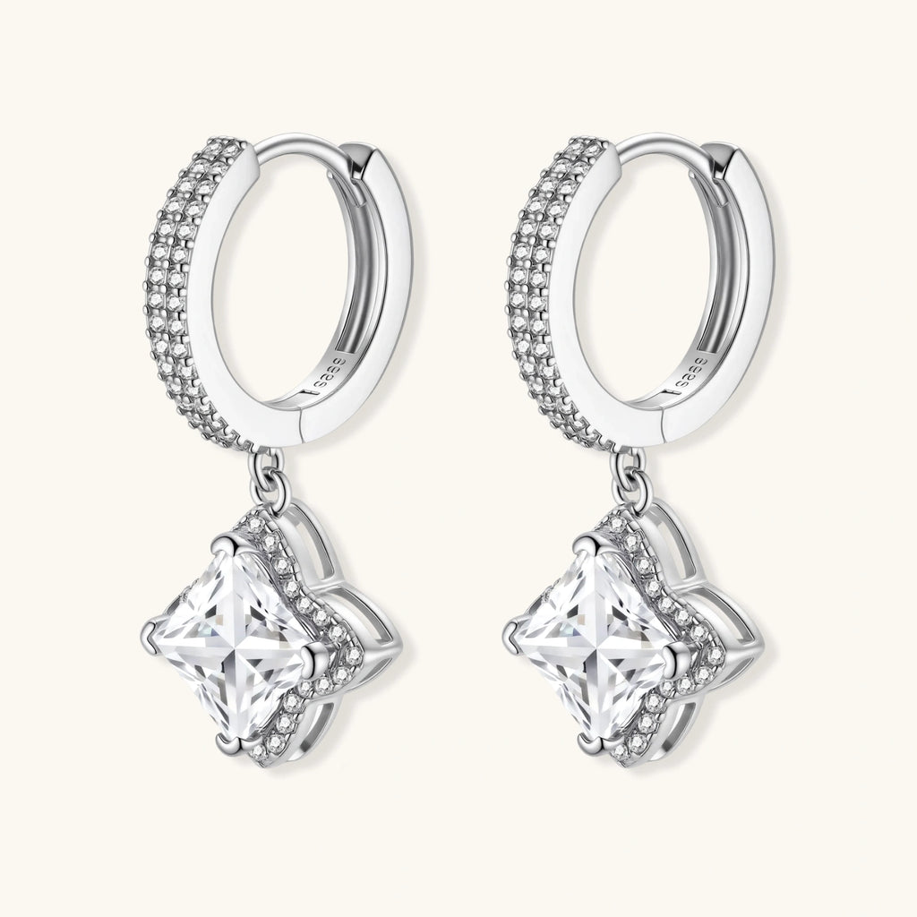 Diamond Dangle Huggie Earrings