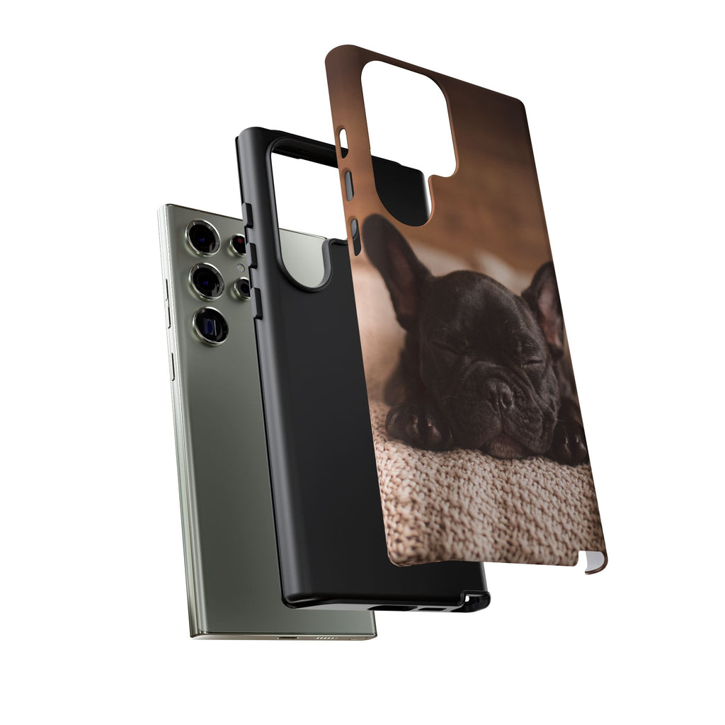 Sleeping French Bulldog Phone Case | Cozy Frenchie Resting on Blanket | iPhone & Samsung
