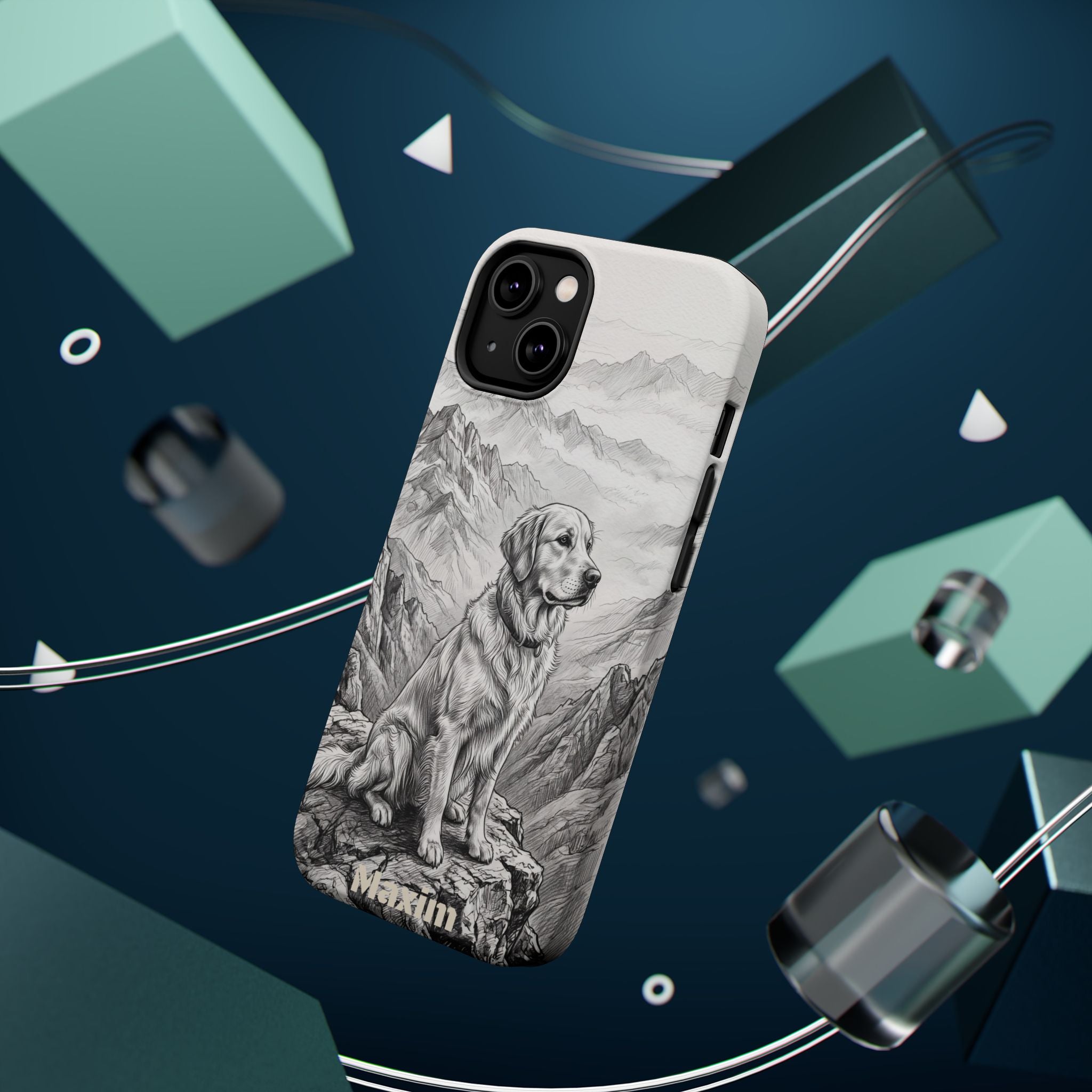 Personalized Golden Retriever Mountain Peak Phone Case — Wireless Charging Cover