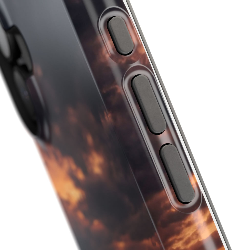 Sunset Paw Print Phone Case — Impact-Resistant Wireless Charging Cover