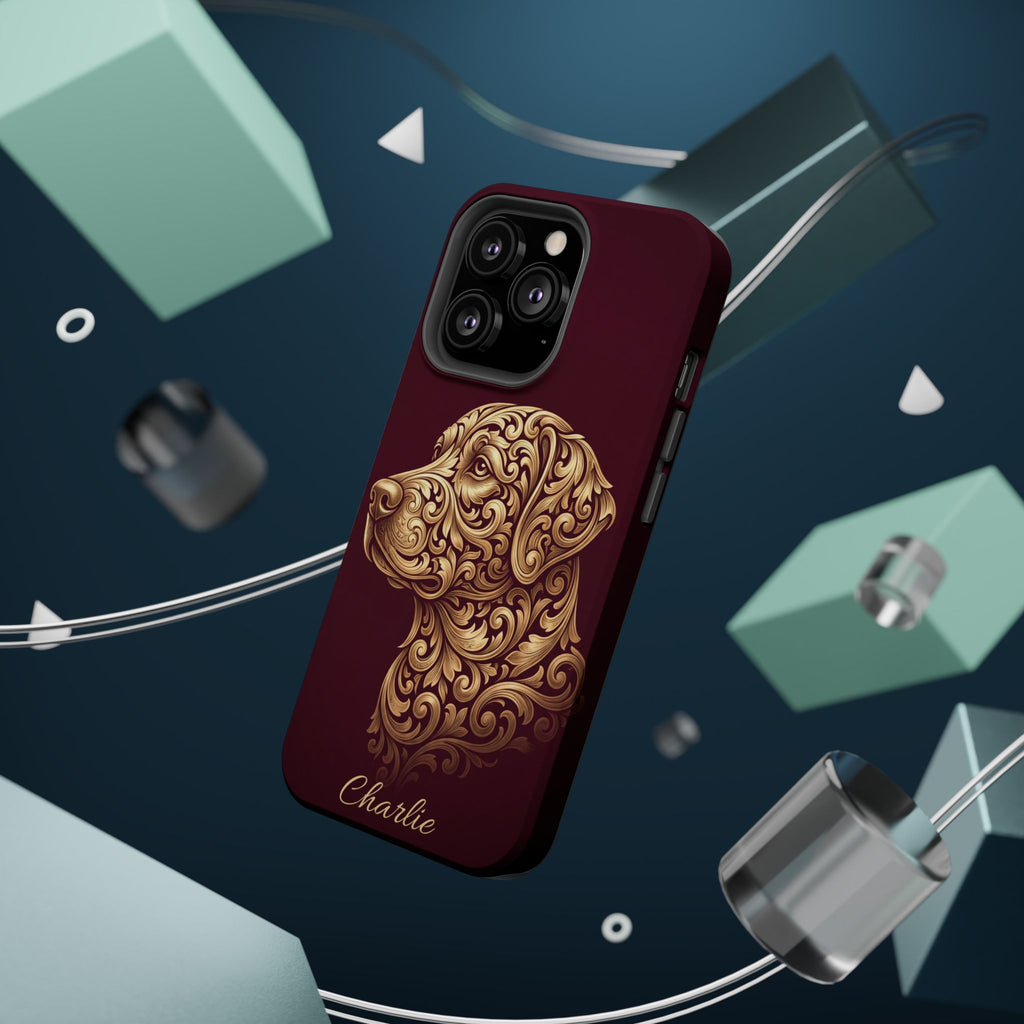 Personalized Gold Filigree Labrador Phone Case — Tough Magnetic Case with Wireless Charging