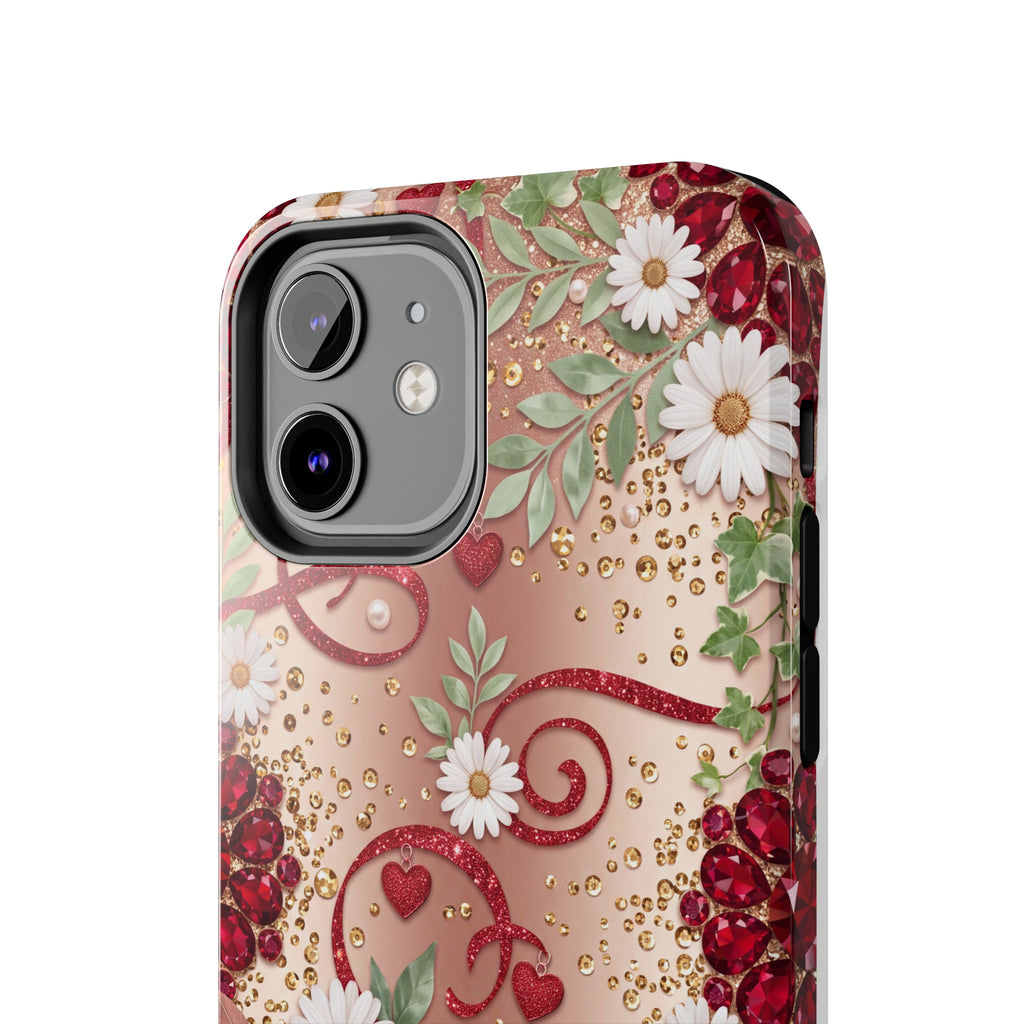 Personalized Teacher Phone Case — Custom Name and Message - Floral Jeweled Design
