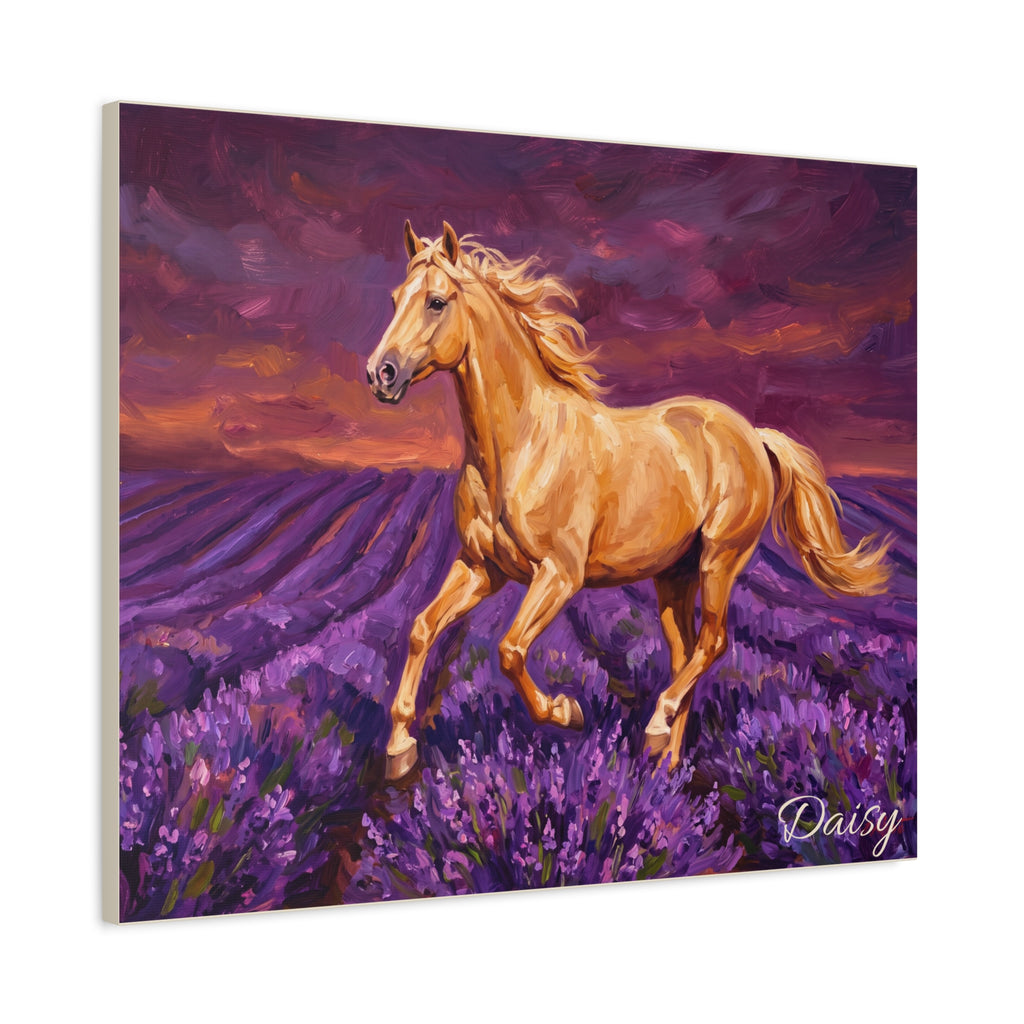 Horse Personalized Canvas | Palomino Horse in Lavender Field Wall Art