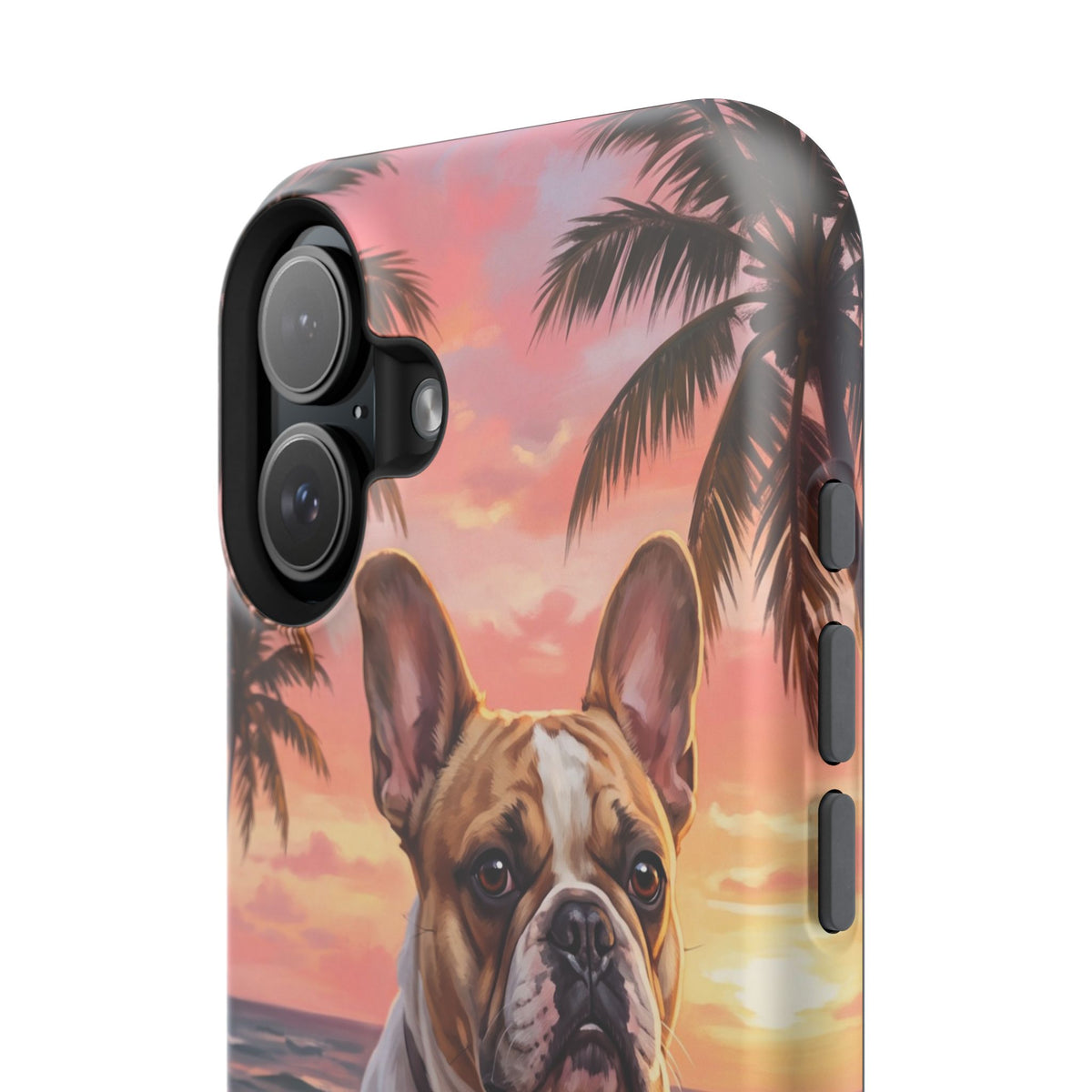 Personalized French Bulldog Beach Portrait Phone Case — Wireless Charging Cover