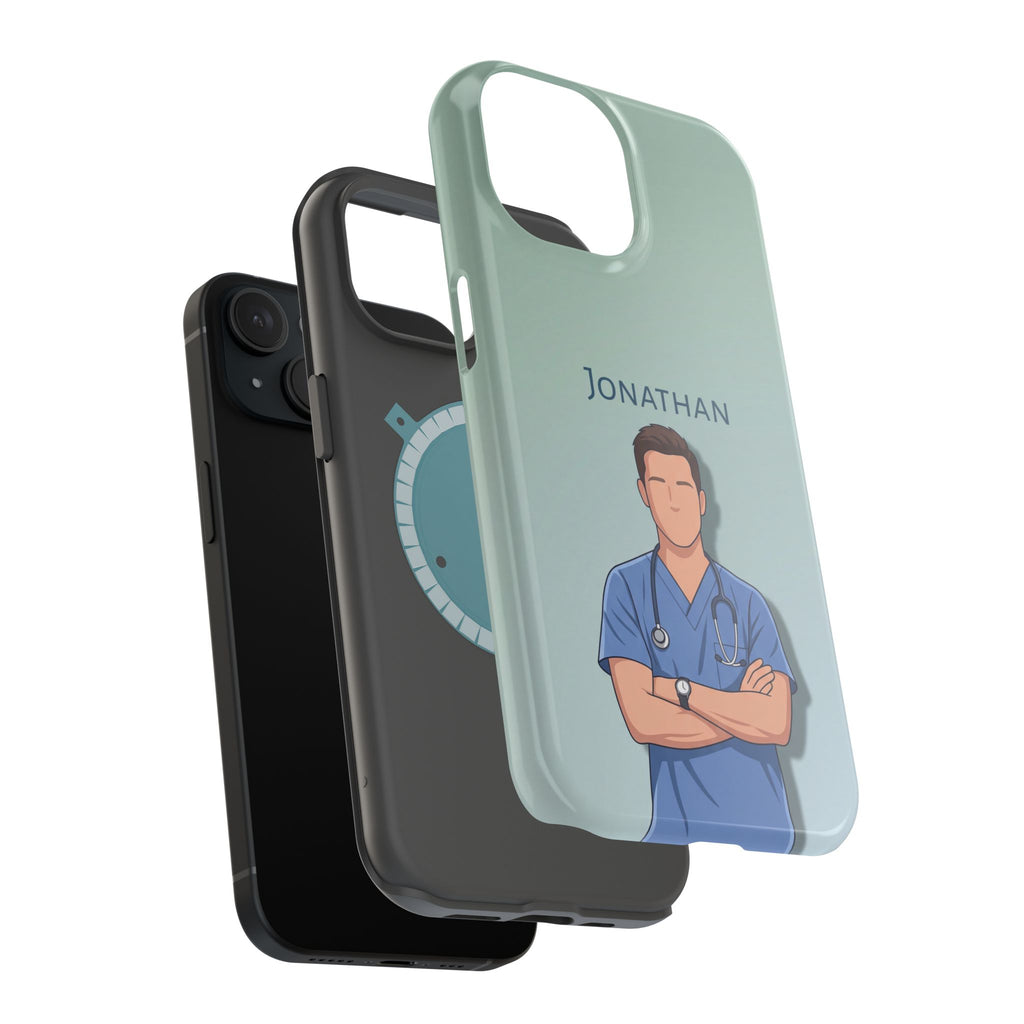 Personalized Nurse Portrait Phone Case — Impact-Resistant Wireless Charging Cover
