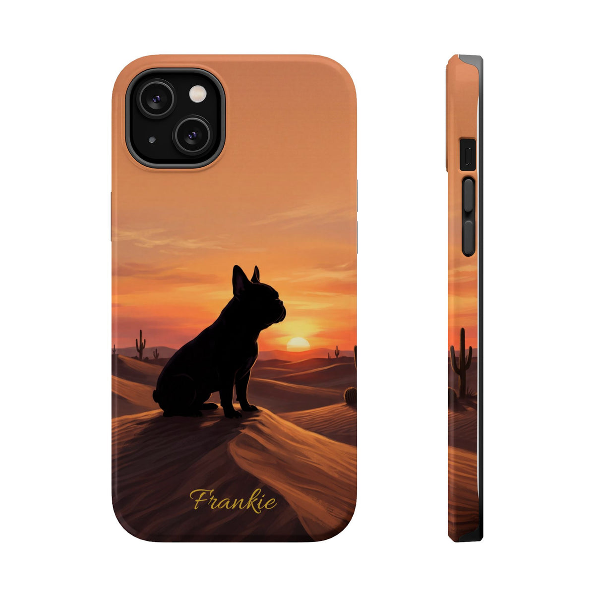 Personalized French Bulldog Desert Sunset Phone Case — Wireless Charging Cover