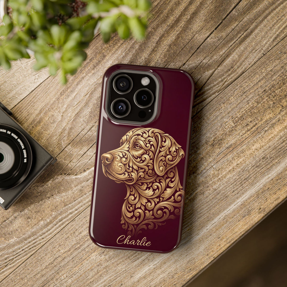 Personalized Gold Filigree Labrador Phone Case — Tough Magnetic Case with Wireless Charging