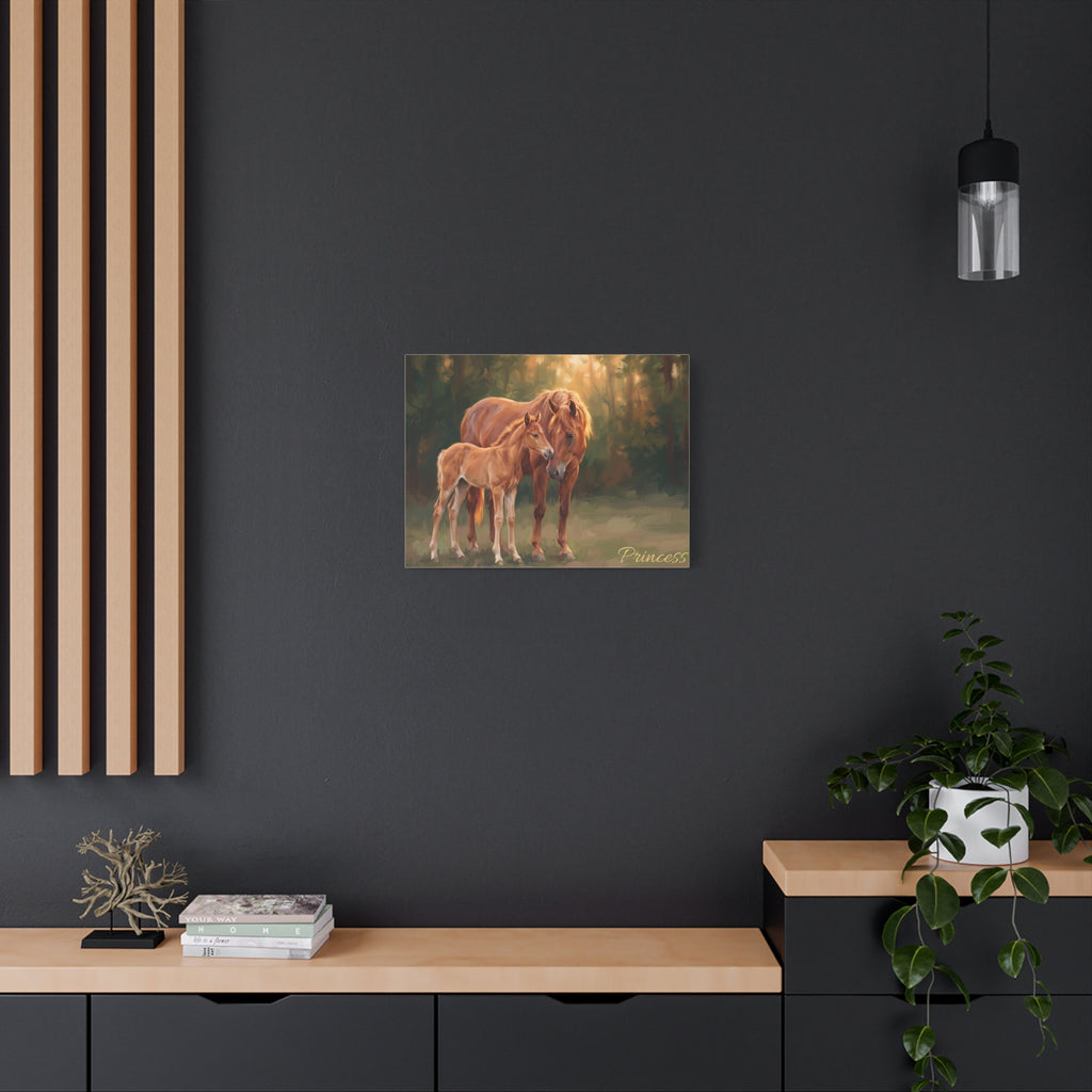 Horse Personalized Canvas | Mare and Foal Oil Painting Wall Art