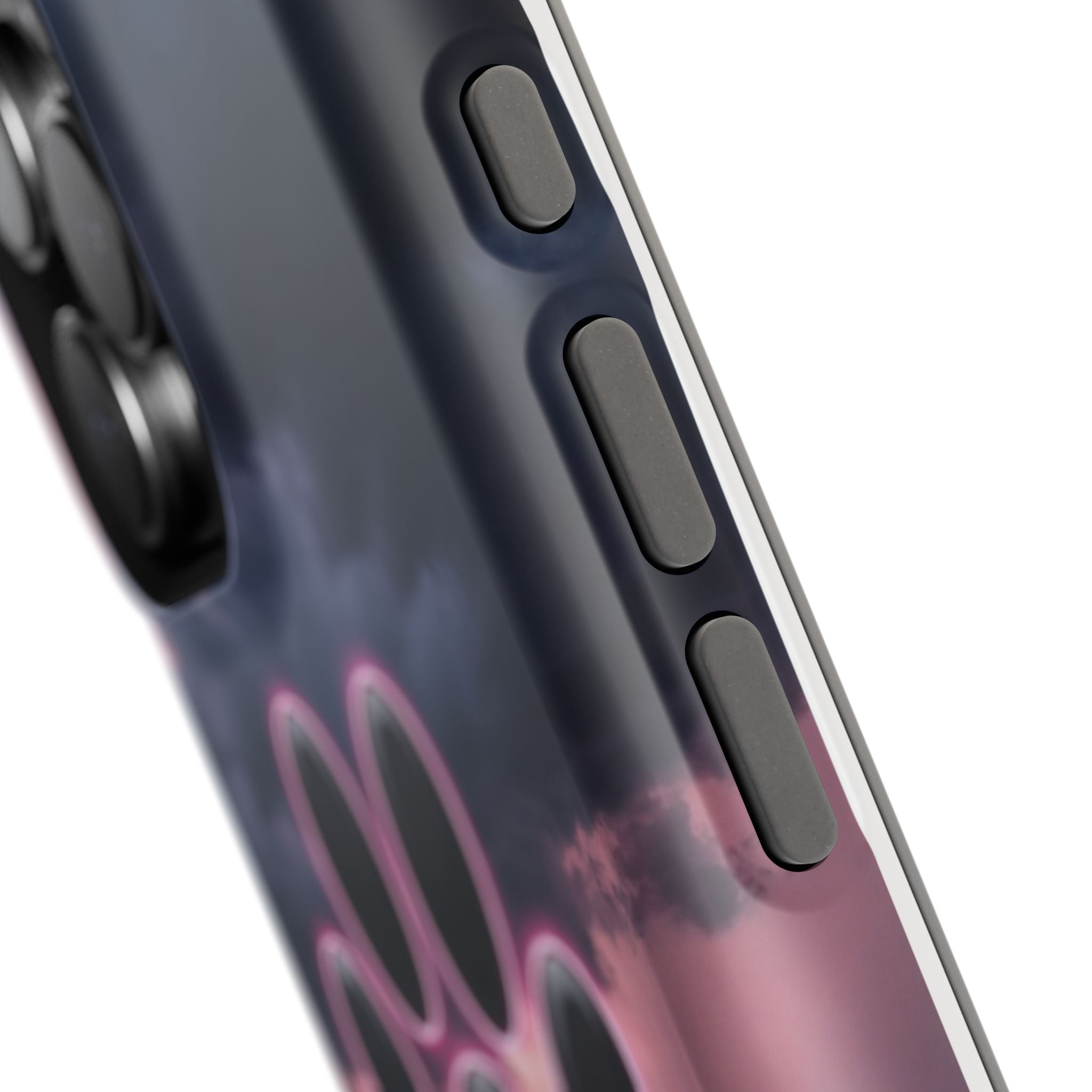 Neon Paw Print Phone Case — Impact-Resistant Wireless Charging Cover