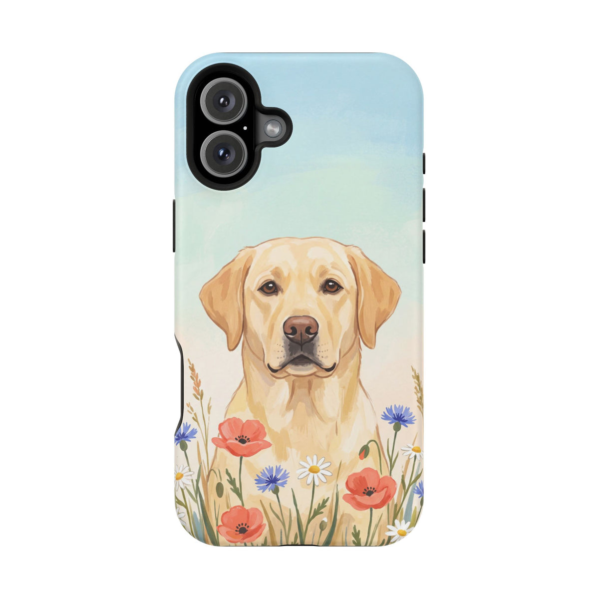 Labrador Wildflower Painting Phone Case — Tough Magnetic Case with Wireless Charging