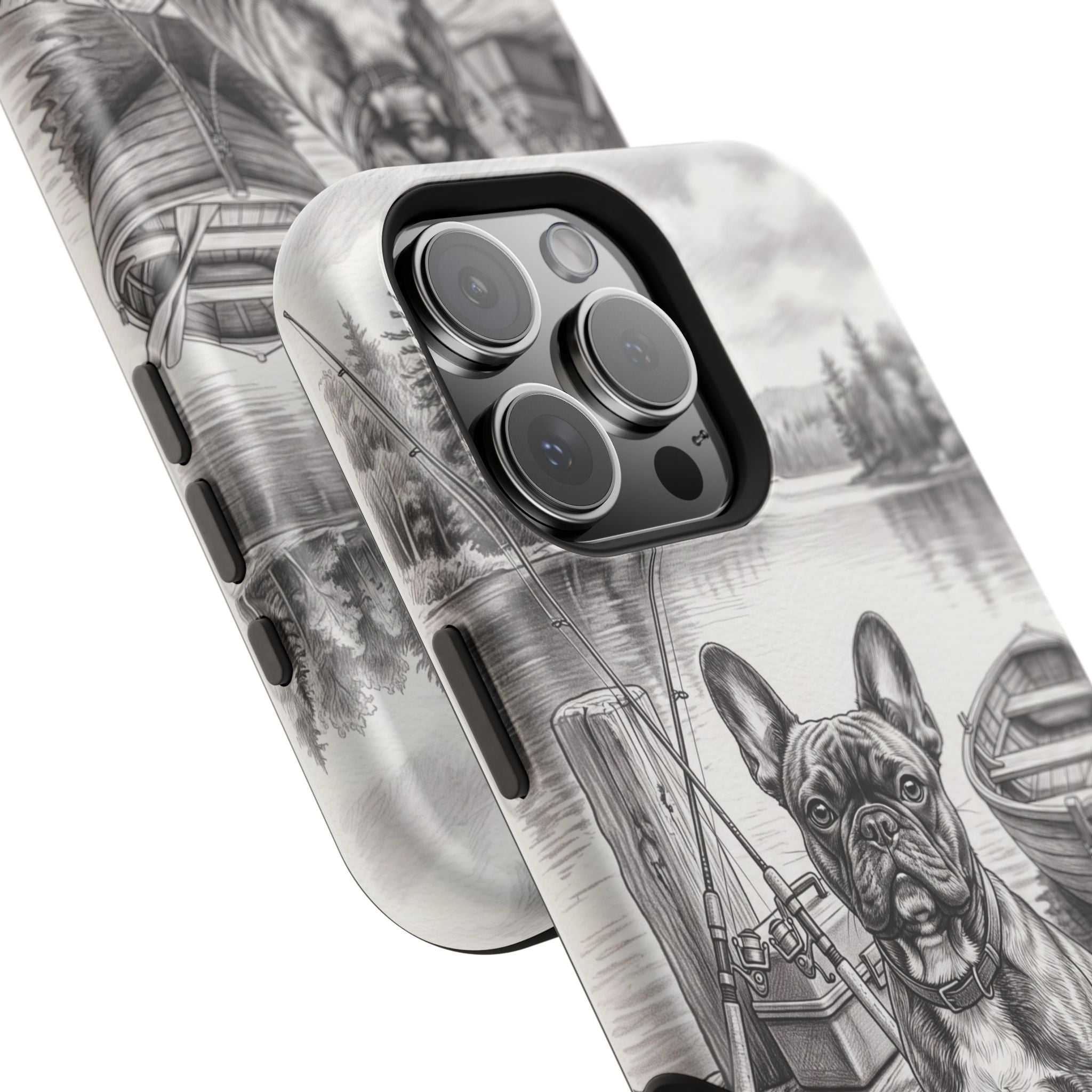 Personalized French Bulldog Lakeside Dock Phone Case — Wireless Charging Cover