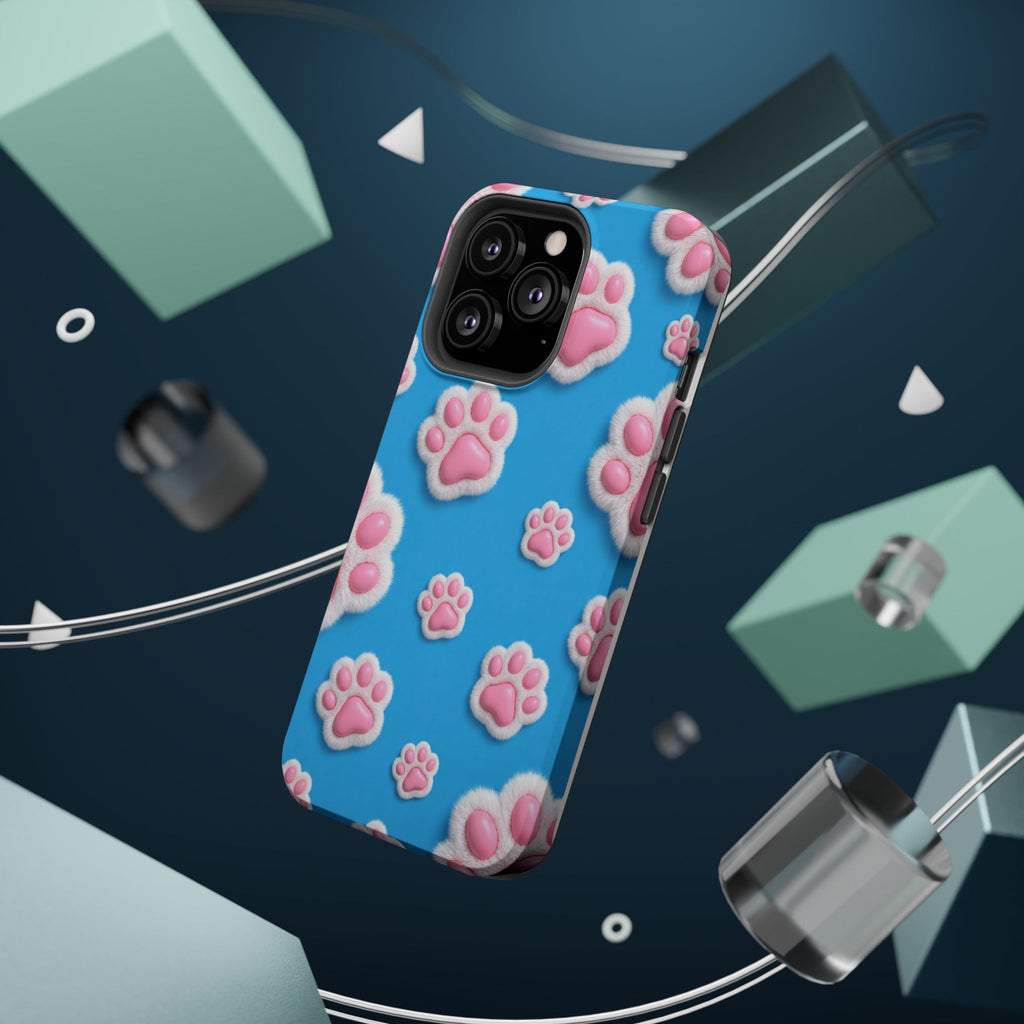 Fluffy Paw Print Phone Case | Cute 3D Pink Paw Pattern Case for Dog & Cat Lovers | iPhone & Samsung