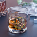 Respect The Spark Crest Rocks Glass 10oz — Black & Gold Electrician Glass