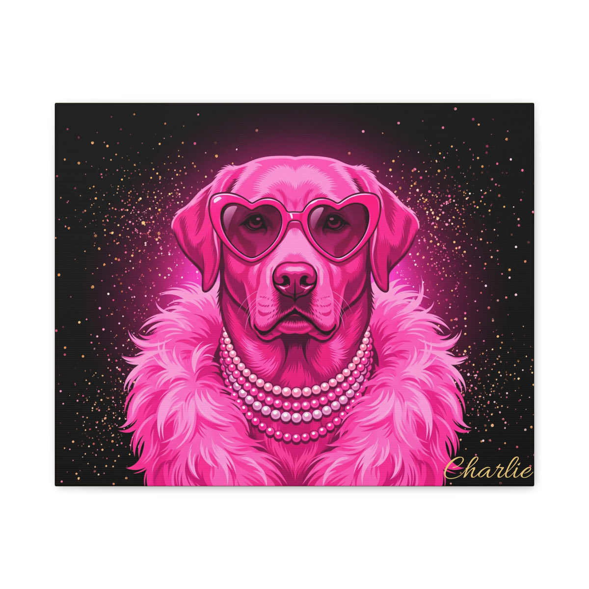 Labrador Personalized Canvas | Pink Glam Diva Wall Art