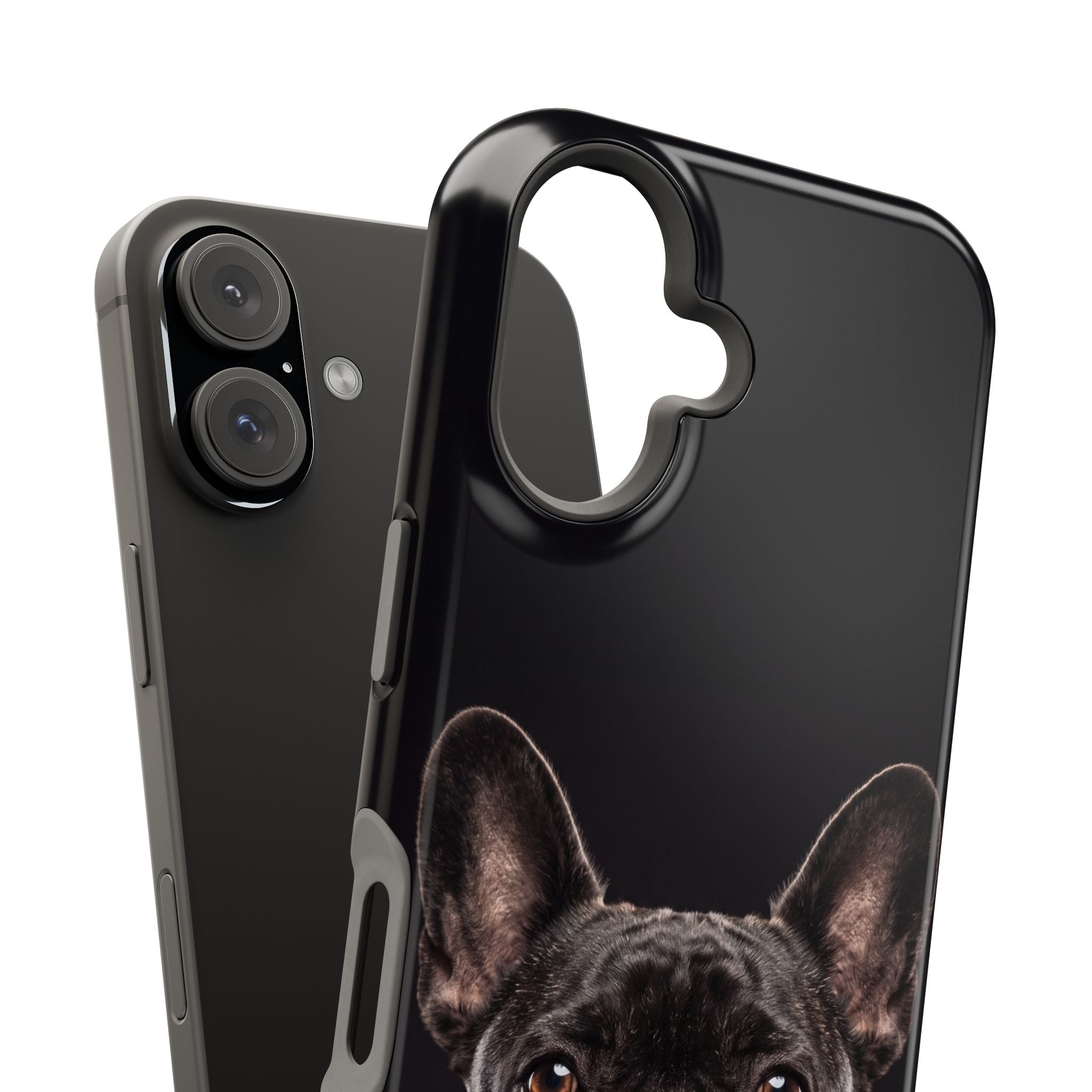 Black French Bulldog Phone Case — Impact-Resistant Wireless Charging Cover