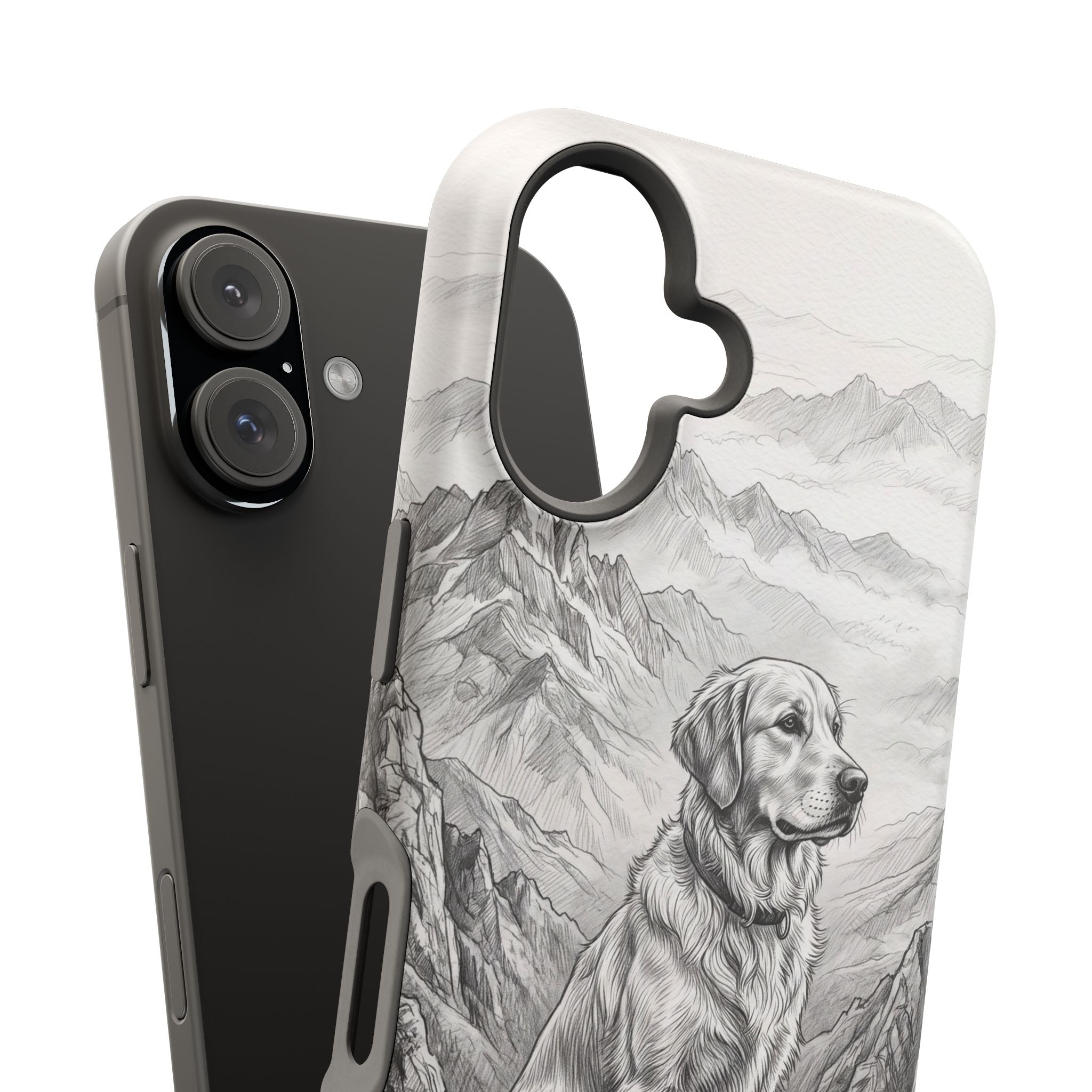 Personalized Golden Retriever Mountain Peak Phone Case — Wireless Charging Cover