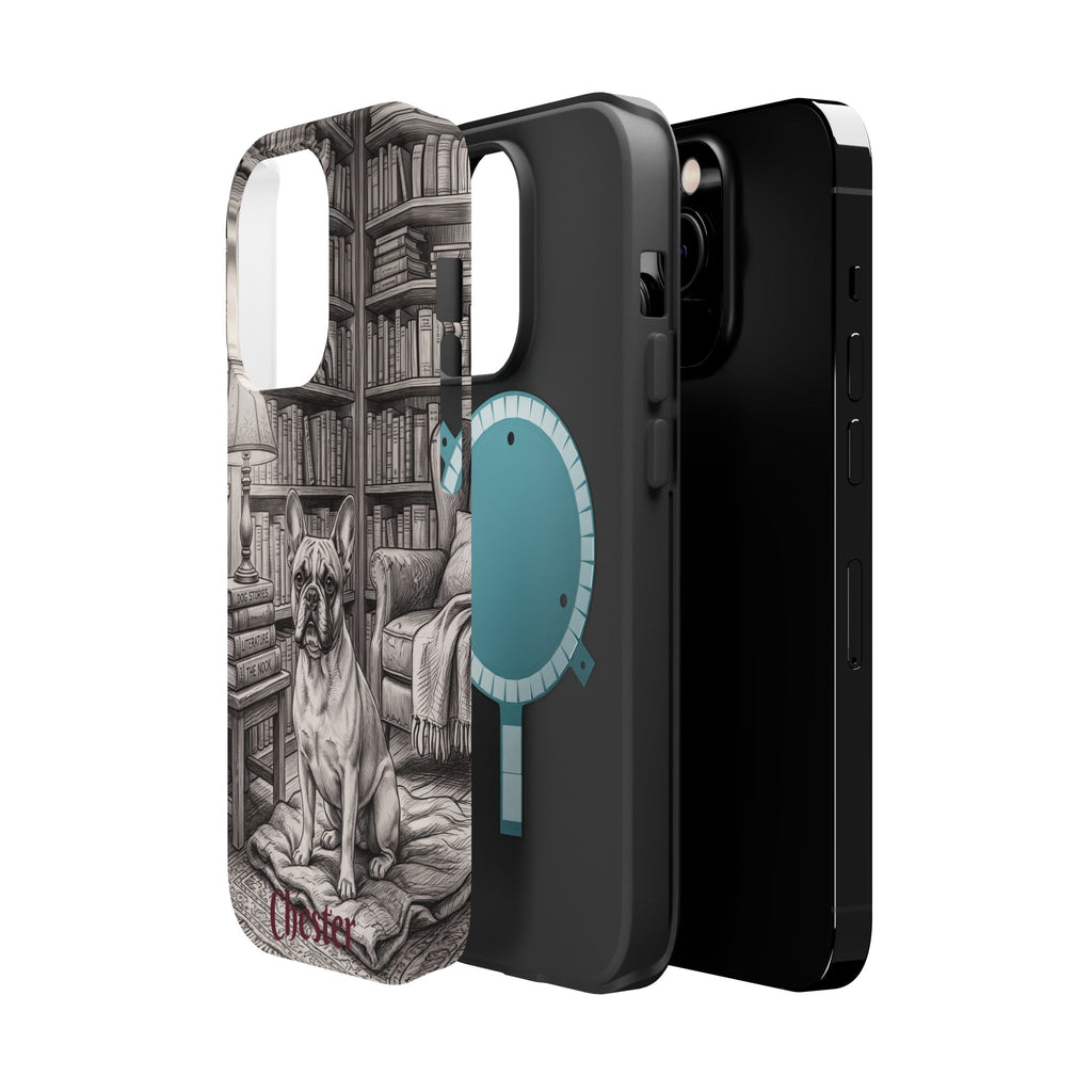 Personalized French Bulldog Library Study Phone Case — Wireless Charging Cover