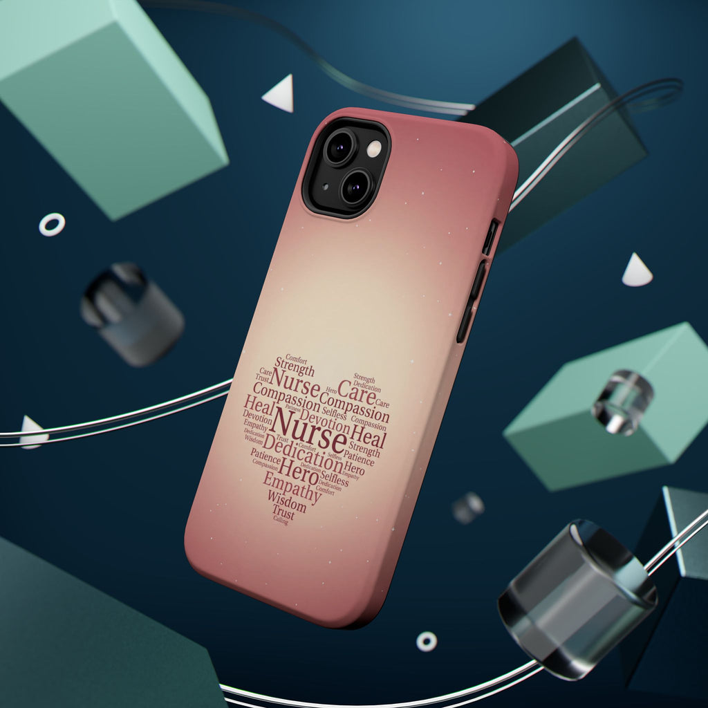 Nurse Heart Word Art Phone Case — Impact-Resistant Wireless Charging Cover