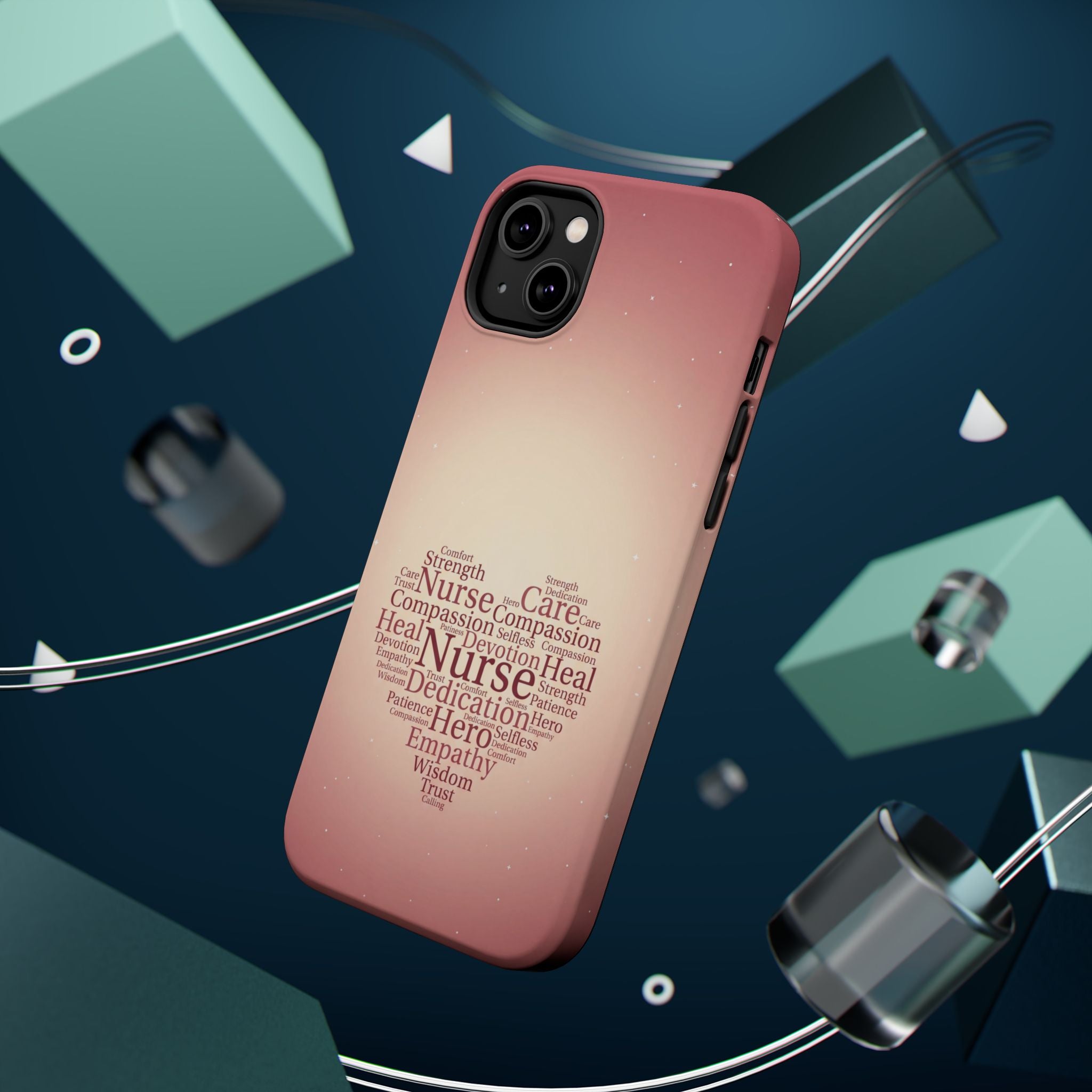 Nurse Heart Word Art Phone Case — Impact-Resistant Wireless Charging Cover