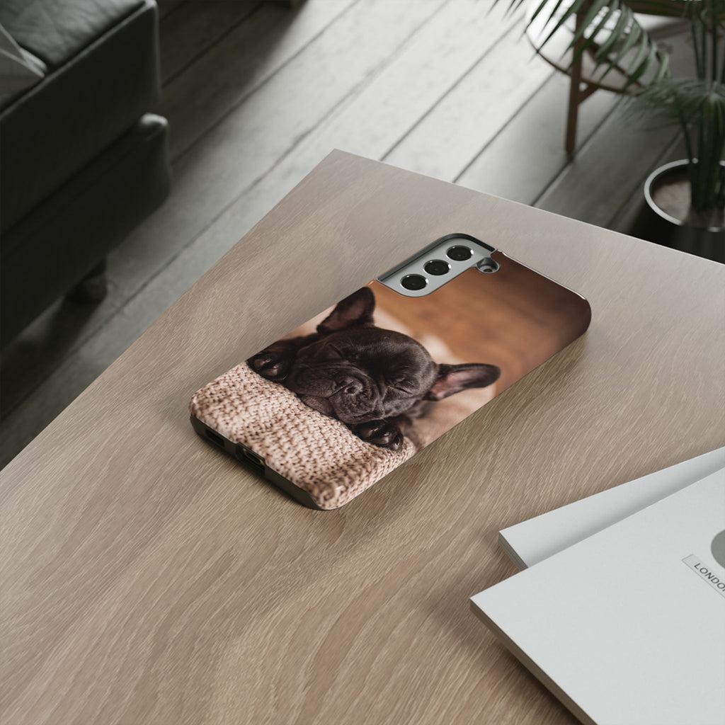 Sleeping French Bulldog Phone Case | Cozy Frenchie Resting on Blanket | iPhone & Samsung